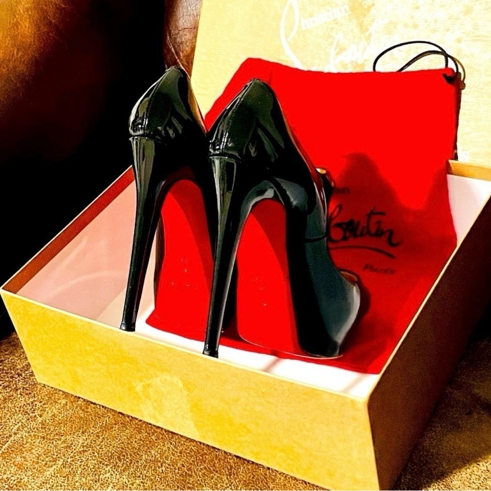 Christian Louboutin Lady Peep Maryjane twist. EU37 Ultra glossy Patent black. - Picture 7 of 10